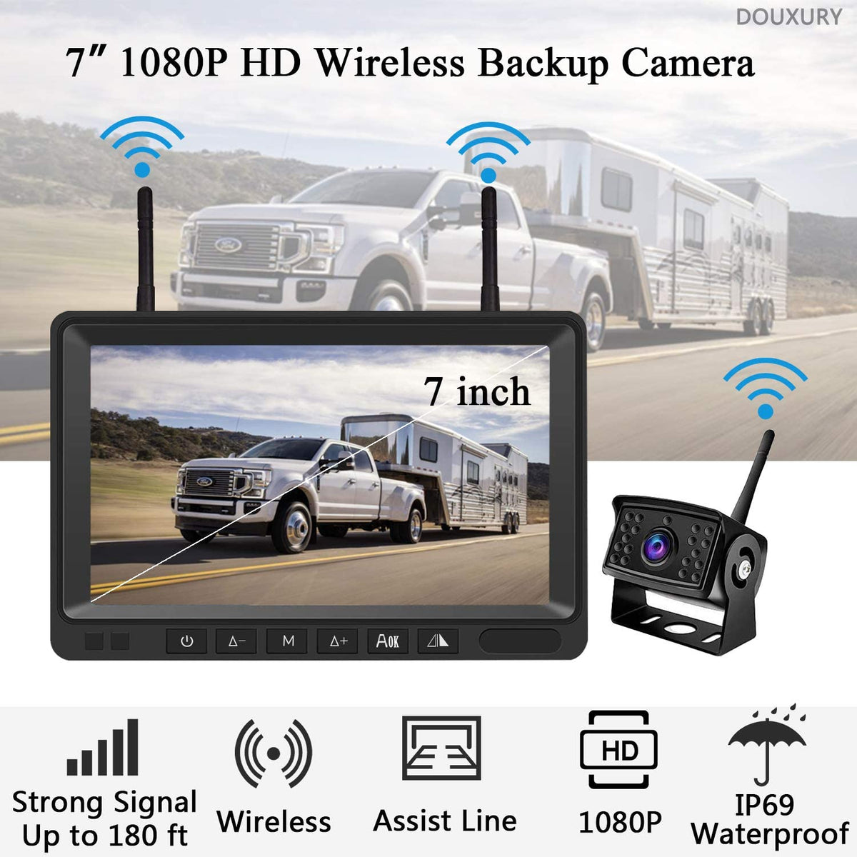 Wireless Backup Camera, DOUXURY IP69 Waterproof 170° Wide View Angle H –  Pete Automotive