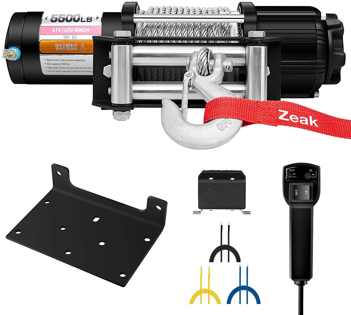 ZEAK 3500 lb. Advanced 12V DC Electric Winch， Off Road Waterproof