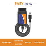 Forscan ELM327 Scanner OBD2 USB ELMconfig FoCCCus Diagnostic Scan Tool with MS-Can/HS-Can Switch for Ford Mazda for Windows