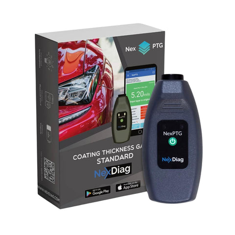 NexDiag NexPTG Standard Lacquer Coating Thickness Gauge Wireless Car Paint Thickness Meter Tester with Bluetooth, 100-Hour Battery, and Traditional Probe - Works with iOS/Android