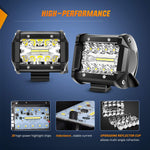 Nilight 4Pcs LED Pods 4Inch 60W Triple Row Flood Spot Combo 6000LM Light Bar Driving Fog Lights Off Road Lighting for Trucks