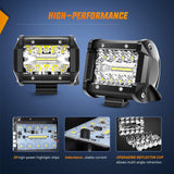 Nilight 4Pcs LED Pods 4Inch 60W Triple Row Flood Spot Combo 6000LM Light Bar Driving Fog Lights Off Road Lighting for Trucks