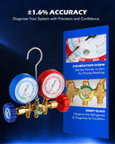 Orion Motor Tech AC Gauges, Automotive AC Gauge Set for R134a R12 R22 R502, 3 Way AC Manifold Gauge Set with 5FT Hoses Couplers & Adapter, R134A Can Tap Freon Recharge Kit for HVAC