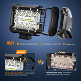 Nilight 4Pcs LED Pods 4Inch 60W Triple Row Flood Spot Combo 6000LM Light Bar Driving Fog Lights Off Road Lighting for Trucks