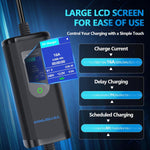 Portable Level 1 & 2 EV Charger,16A 110-240V with Fix Time Charge, 20FT Cable, NEMA 6-20 Plug and NEMA 5-15 Adapter, SAE J1772 EV Electric car Charger, Current Adjustable(NOT for Tesla)