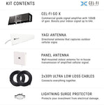 Cel-Fi GO X | Cell Phone Signal Booster | 1 Directional Panel Antenna Bundle Kit - All Accessories Included | Multi-Carrier Support with Carrier Switching | Up to 100 dB Multiuser Gain