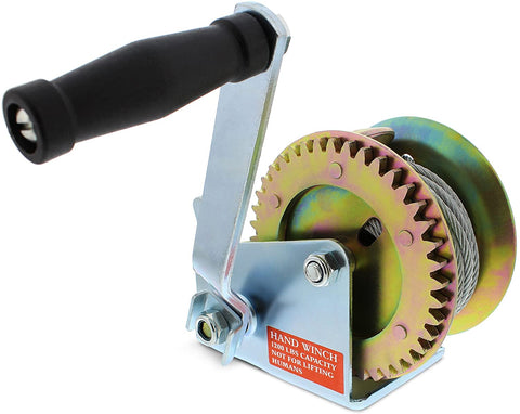 ABN Hand Winch Crank Gear Winch & Cable Heavy Duty, up to 1200lbs for Trailer, Boat or ATV