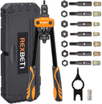 REXBETI 14" Rivet Nut Tool, Professional Rivet Setter Kit with 7 Metric & SAE Mandrels and 60pcs Rivnuts