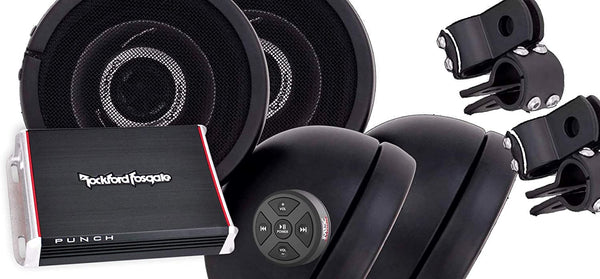 [やす]Pretone + Quad Sound Steel Horse Audio ST600 Platinum Motorcycle Speaker System (4