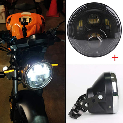 Athiry 7 Inch Black Projector Round Led Headlight 60W Hi/Low Beam Kit 7 Inch Headlamp Housing Bucket Lamp Shell for Motorcycle Honda