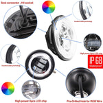 DOT H4 7'' Multi-color Halo Headlight & RGB Halo Passing Light For Harley Davidson Electra Street Glide Road