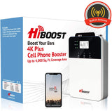 HiBoost Cell Phone Signal Booster for Home and Office with Built-in Antenna Signal Repeater with LCD and App Control Supports All US Carriers Boosts Voice and Data Signal for Remote Area