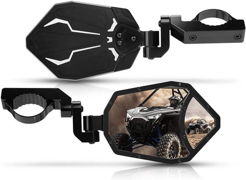 UTV Rear View Side Mirrors, KEMIMOTO 3 Adjustment Methods CNC Mirrors with Convex Mirror Compatible with Polaris RZR PRO XP, Can Am Maverick X3 or 1.6"-2" Roll Bar