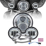 Atubeix 7inch Led Headlight with 2pcs 4-1/2” 4.5 inch Passing daylight Motorcycle Led headlight assembly Kit