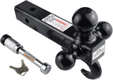 TOPTOW 64181L Trailer Receiver Hitch Triple Ball Mount with Hook