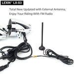 LEXIN LX-S3 Motorcycle Bluetooth Speakers with FM Radio Antenna, Waterproof Motorcycle Stereo Radio Systems fit 0.87 to 1.25 inch Handlebar