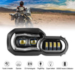 Motorcycle LED Headlight High Low Beam with Angel Eyes DRL Assembly Kit and Replacement Headlight Compatible