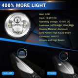 7" Chrome Led Headlight Auxiliary Lamp + 2Pcs 4.5 Inch 30W CREE LED Fog Driving Light with Headlight Bracket Adapter Ring