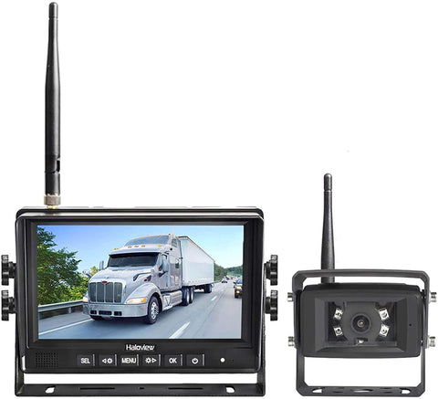 Haloview MC7108 Wireless RV Backup Camera System 7'' Monitor Built in DVR Rear View Camera with Infrared Night Vision and Wide Viewing Angle for Truck/Trailer/RV/Pickups/Camping Car/Van/Farm