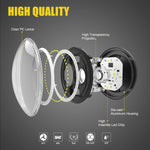 7 inch LED Headlight Fog Passing Lights DOT Kit Set Ring Motorcycle Headlamp Ring for Harley Davidson Touring Road King Ultra Classic Electra Street Glide Tri Cvo Heritage Softail Deluxe Fatboy Black