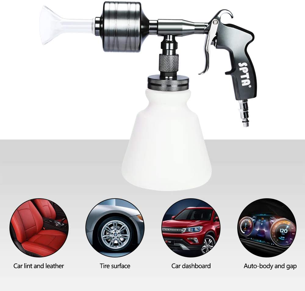  Buyplus High Pressure Turbo Cleaning Gun - Tornado Pro Car  Interior Cleaner, Vehicle Seat Spray Tool Kit with Wash Brush Cloth, 1L  Foam Bottle, for Air Compressor : Automotive