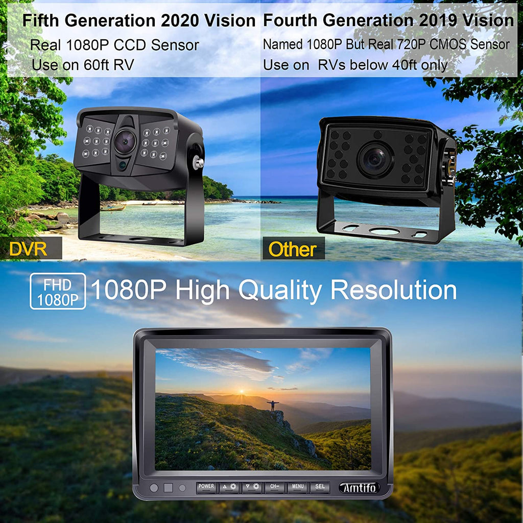 最大62％オフ！ AMTIFO FHD 1080P 10'' Monitor RV Wireless Dual Backup Cameras for  Trailers,5th Wheels,Motorhomes,Highway Monitoring Split Quad Screen System  with Reco