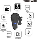 THOKWOK Motorcycle Bluetooth Headset,BT-S3 1000m Helmet Headphones for Snowmobile Motorcycle Bluetooth Communication System
