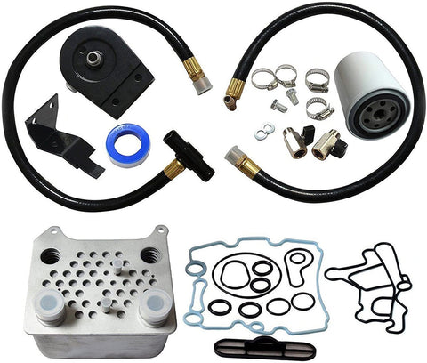 BLACKHORSE-RACING Oil Cooler w/Gasket and Coolant Filtration System Kit Fit 2003 2004 2005 2006 2007 Ford Powerstroke 6.0L
