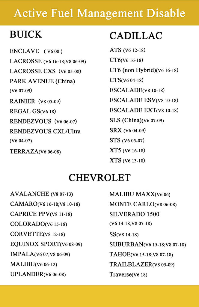 Active Fuel Management Disable Device RA003 AFM Disabler for GM Vehicl ...