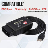 ELM327 FORScan OBD2 Adapter, OHP ELMconfig OBDII USB Scan Tool for Ford Cars & Light Trucks Year 1996+ Diagnostics, Windows Only - Comes w/ MS/HS-CAN Toggle Switch, Installation Guides & Instructions