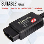 ELM327 FORScan OBD2 Adapter, OHP ELMconfig OBDII USB Scan Tool for Ford Cars & Light Trucks Year 1996+ Diagnostics, Windows Only - Comes w/ MS/HS-CAN Toggle Switch, Installation Guides & Instructions