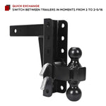 YITAMOTOR Adjustable Trailer Hitch Ball Mount 8 inch Drop Hitch Fits 2-Inch Receiver with 2" and 2 5/16 inch Tow Ball