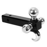 YITAMOTOR Tri Ball Hitch with Hook Fits 2" Trailer Hitch Receiver, Multiple Hitch Ball Mount (1-7/8", 2" & 2-5/16") Hollow Shank